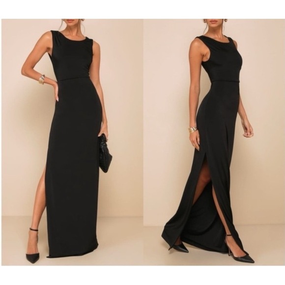 Lulus Dresses & Skirts - Lulu's Black Sleeveless Maxi Dress with Side Slit